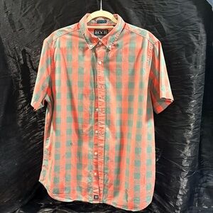 Rye Men's Coral and Gray Plaid Shirt
